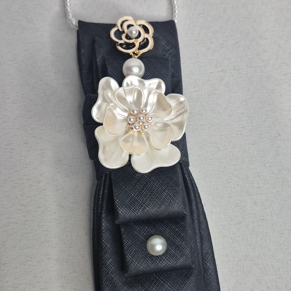 Handcrafted Luxury Fashion Necktie Necklace 📿 (BLACK/WHITE AFFAIR)